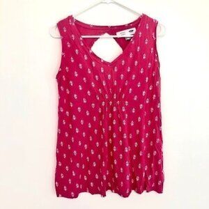 OLD NAVY Bump Skimming Tank Pink White Floral V-Neck Sleeveless MATERNITY Medium